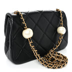 Lambskin Quilted Pearl Small Flap Black
