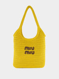 Ivy Raffia-Effect Woven Tote Bag in Ocre