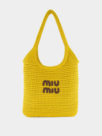Ivy Raffia-Effect Woven Tote Bag in Ocre