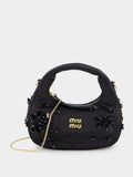 Black Wander Embroidered Satin Duchesse Mini Bag