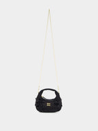 Black Wander Embroidered Satin Duchesse Mini Bag