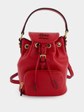 Red Calf Leather Bucket Backpack