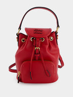 Red Calf Leather Bucket Backpack