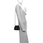 Patent Quilted Frame Clutch Flap With Chain Black