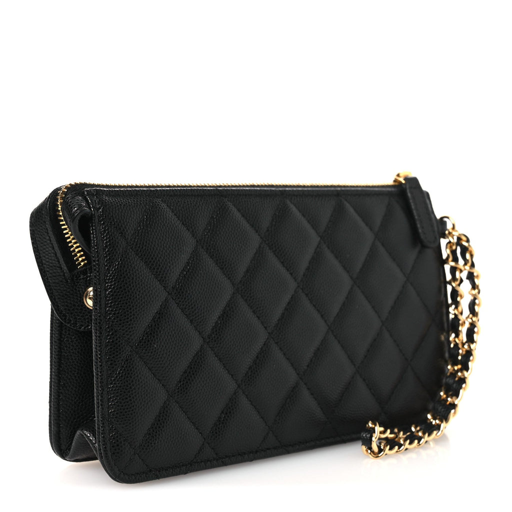 Caviar Quilted Polly Pocket Pouch Black