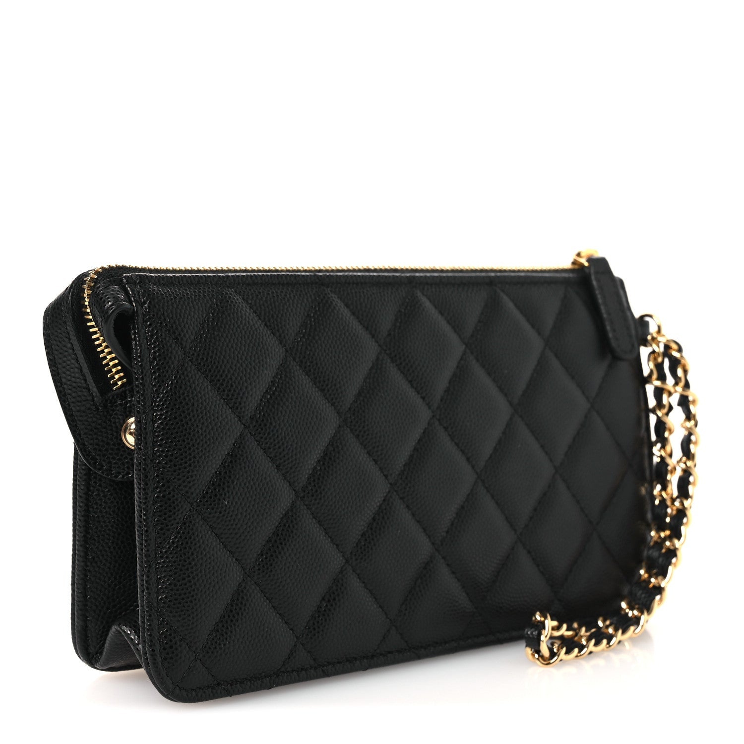 Caviar Quilted Polly Pocket Pouch Black
