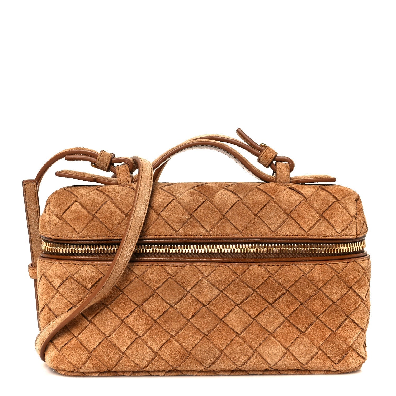 Suede Intrecciato Bang Bang Vanity Case Amber