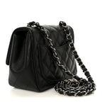 Lambskin Quilted Mini Square Flap Black