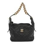 Calfskin Quilted Daily Hobo Black