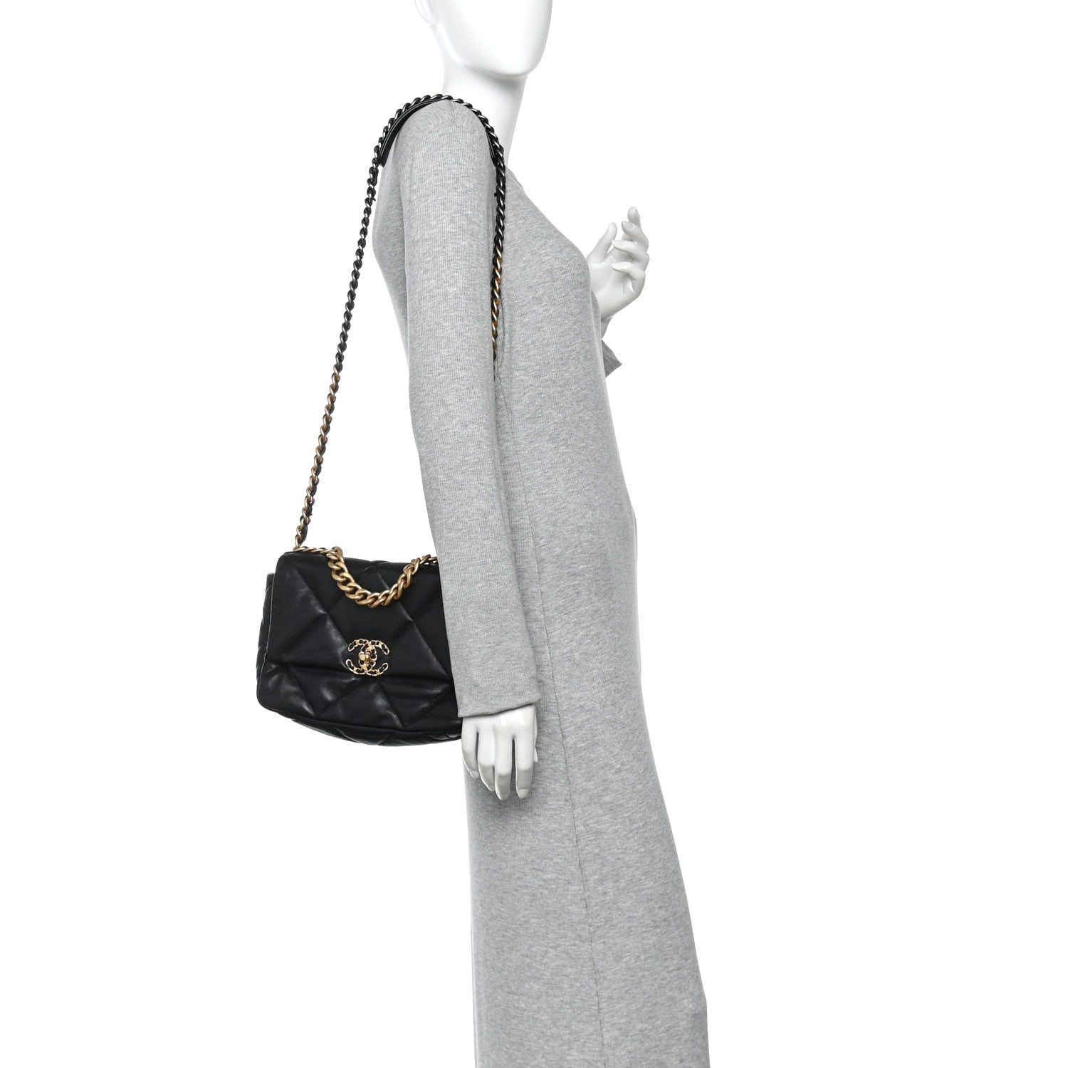 Goatskin Quilted Medium Chanel 19 Flap Black