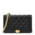 Caviar Quilted Boy Wallet On Chain WOC Black