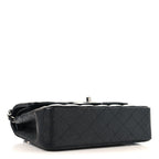 Iridescent Caviar Quilted Small Double Flap Black