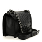 Calfskin Quilted Medium Boy Flap Black