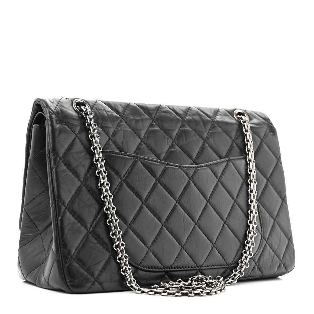 Aged Calfskin Quilted 2.55 Reissue 227 Flap Black