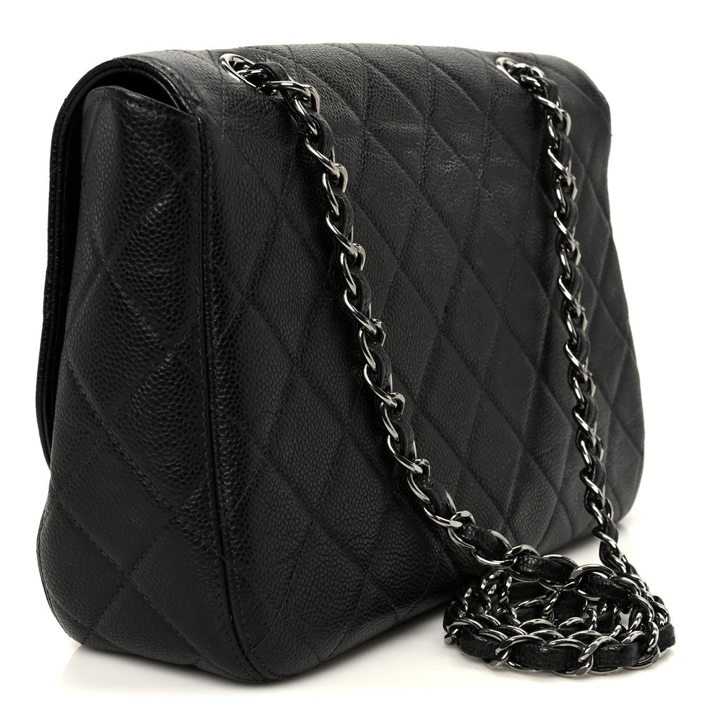 Caviar Quilted Jumbo Single Flap Black
