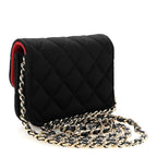 Jersey Quilted Mini VIP Clutch With Chain Black