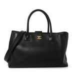 Calfskin Cerf Executive Shopper Tote Black