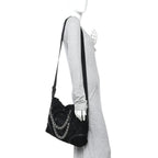 Microsuede Quilted Rodeo Drive Hobo Black