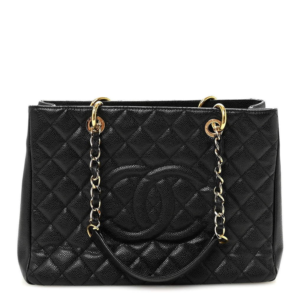 Caviar Quilted Grand Shopping Tote GST Black