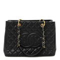 Caviar Quilted Grand Shopping Tote GST Black