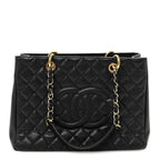 Caviar Quilted Grand Shopping Tote GST Black