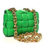 Lambskin Maxi Intreccio Padded Chain Cassette Crossbody Bag Racing Green
