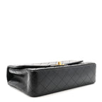 Lambskin Quilted Medium Rectangular Kelly Flap Bag Black