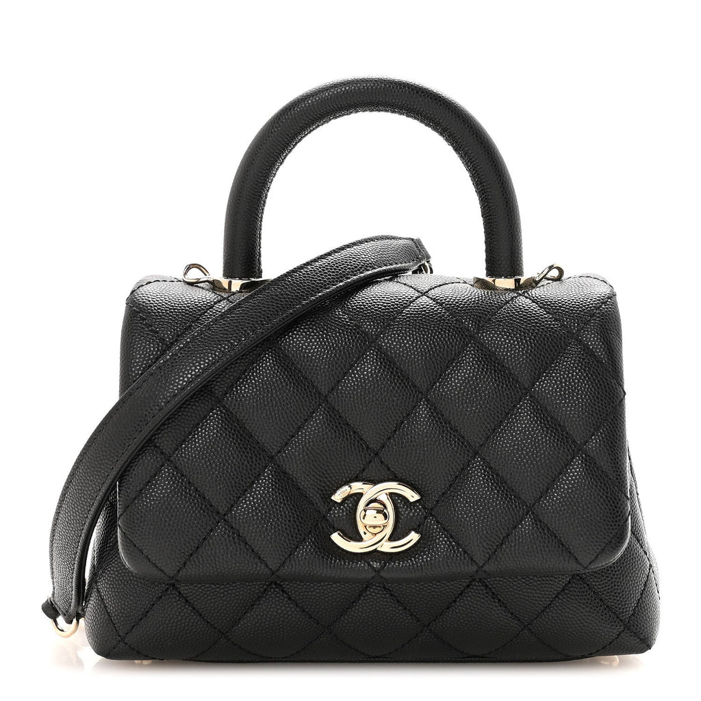 Caviar Quilted Extra Mini Coco Handle Flap Black