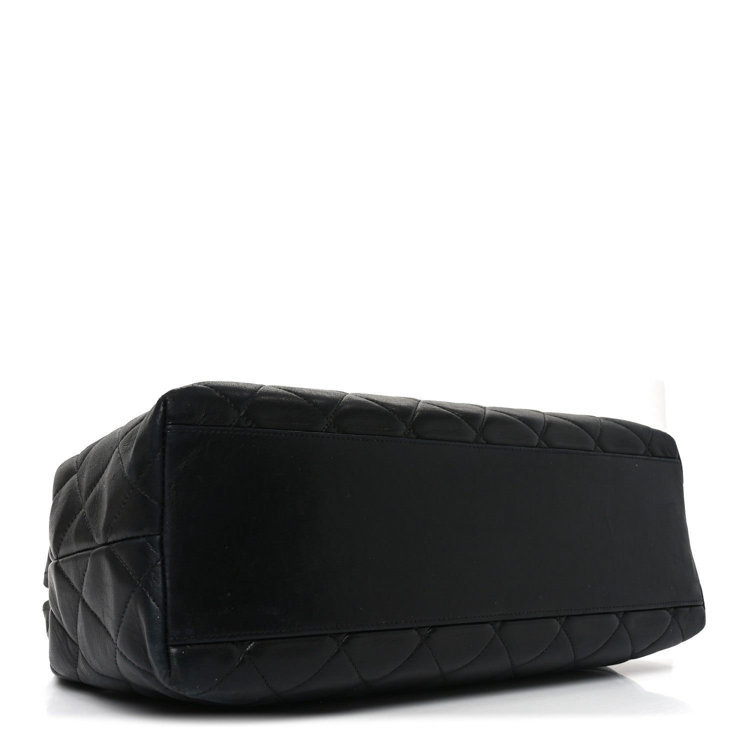Lambskin Quilted Small Shopping Tote Black