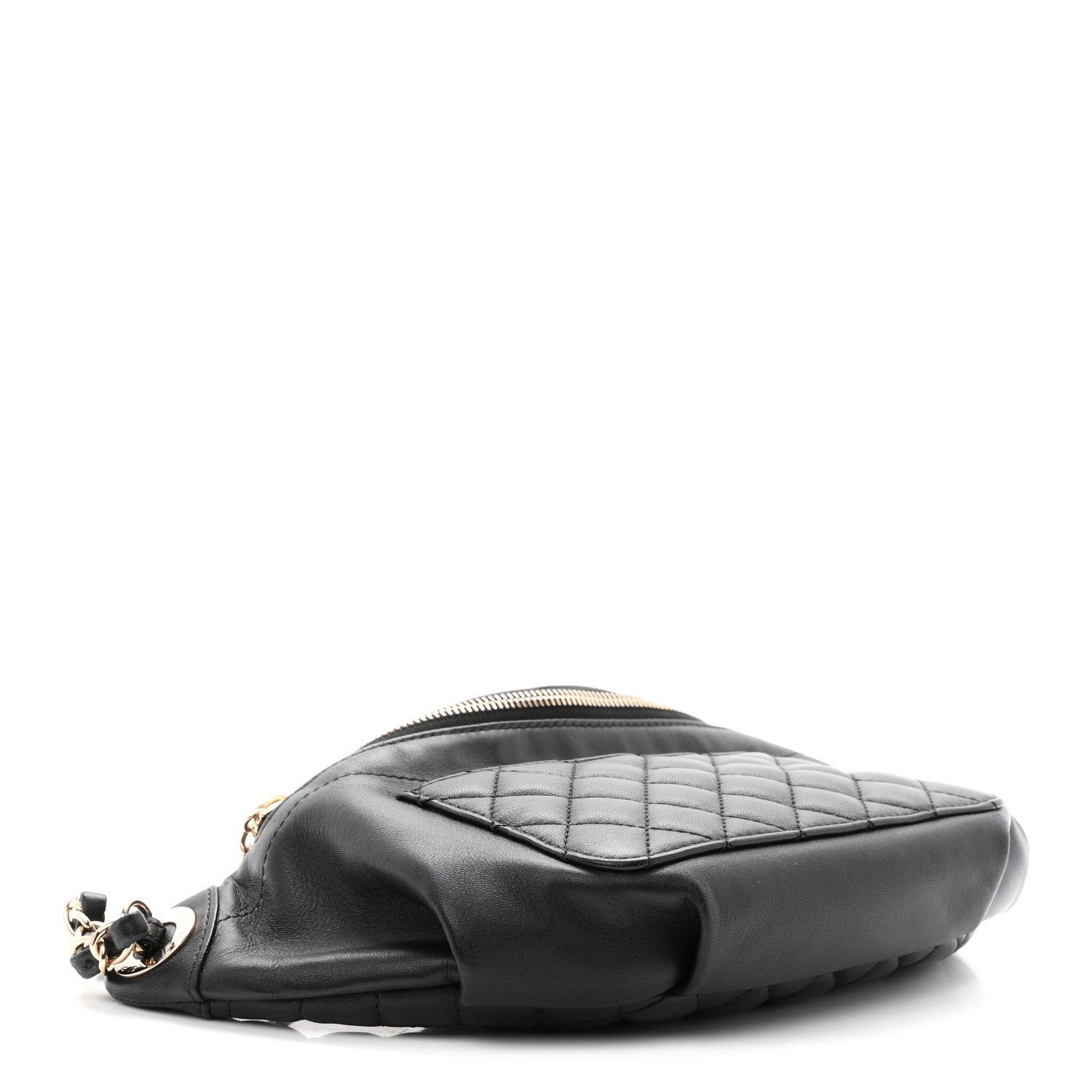 Lambskin Quilted Waist Bag Fanny Pack Black