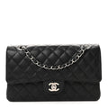 Caviar Quilted Medium Double Flap Black