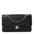 Caviar Quilted Medium Double Flap Black