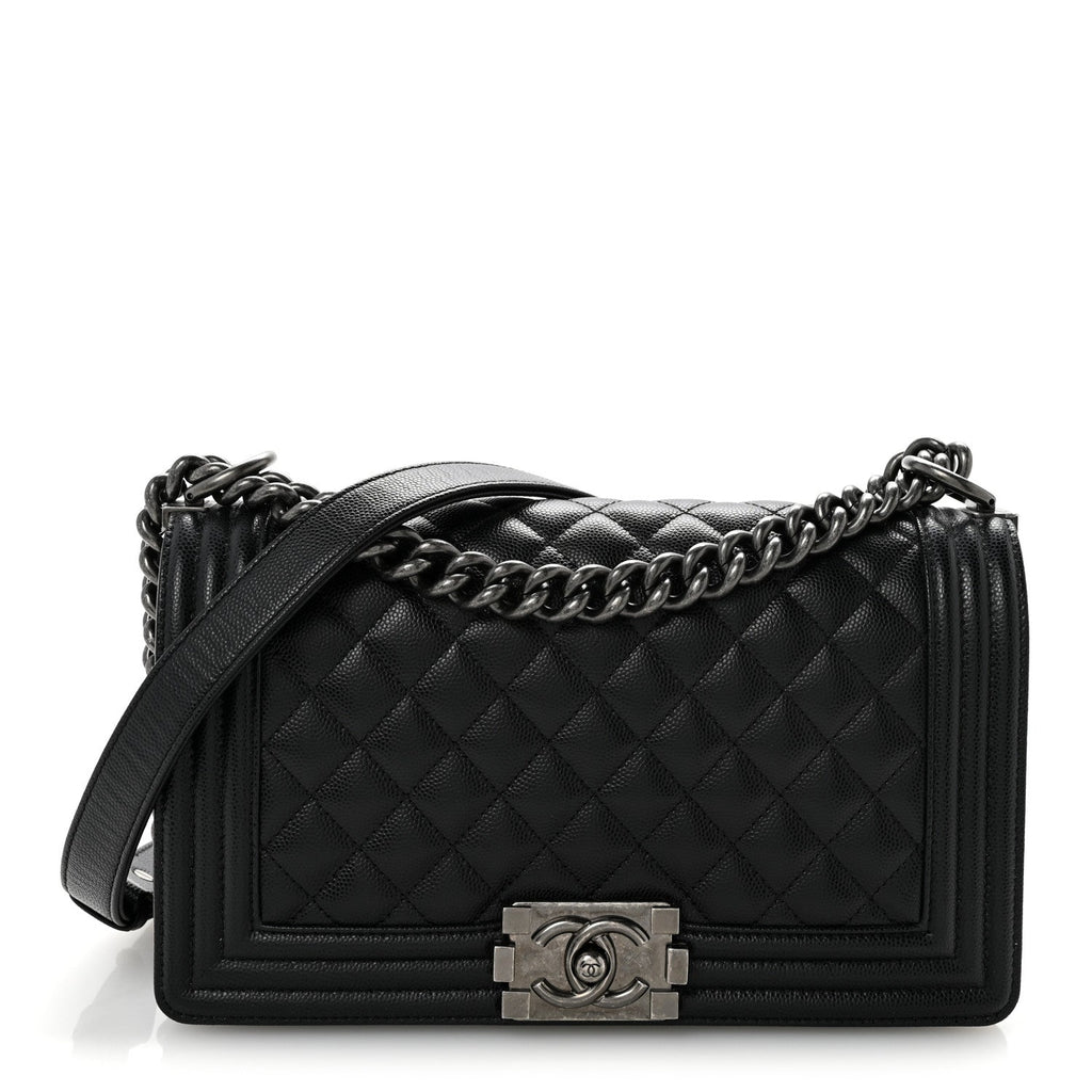 Caviar Quilted Medium Boy Flap Black