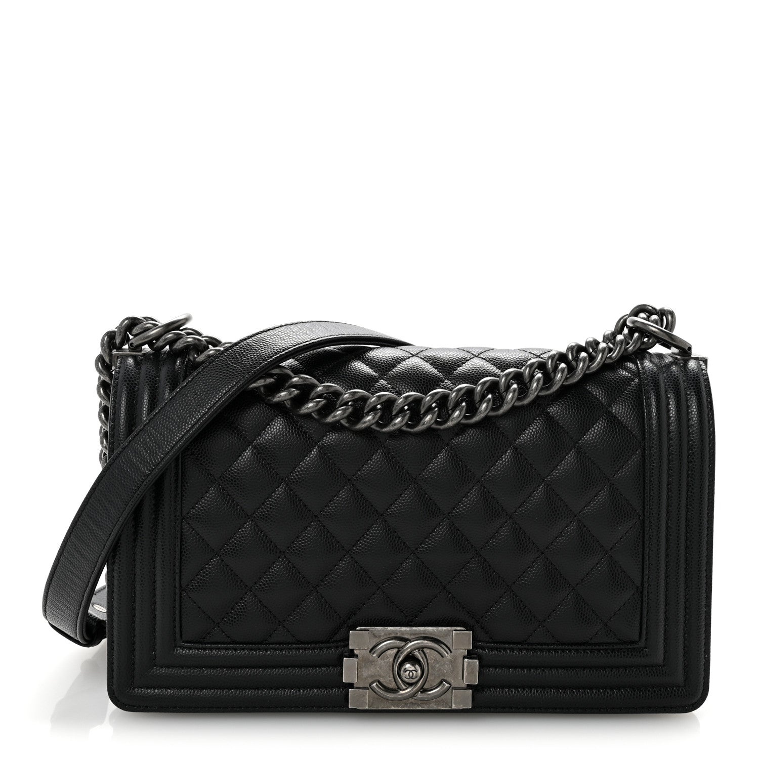 Caviar Quilted Medium Boy Flap Black