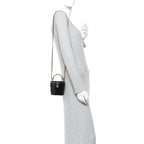 Patent Quilted Afternoon Tea Top Handle Vanity Case With Chain Black