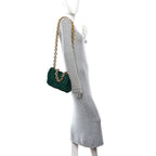 Suede Maxi Intrecciato Padded Chain Cassette Crossbody Bag Emerald Green