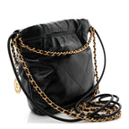 Shiny Calfskin Quilted Mini Chanel 22 Black