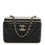 Lambskin Quilted Small CC Vanity Case Black