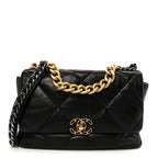 Goatskin Quilted Large Chanel 19 Flap Black
