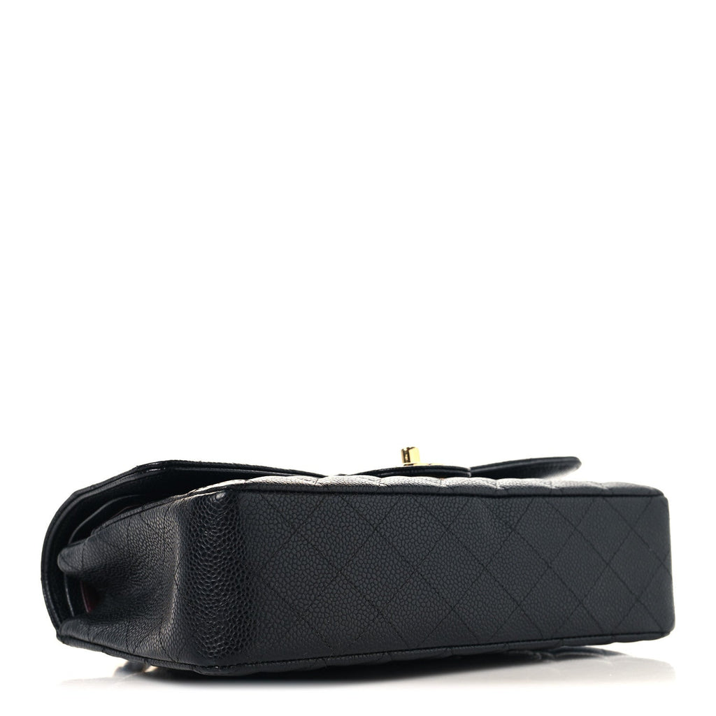Caviar Quilted Medium Double Flap Black