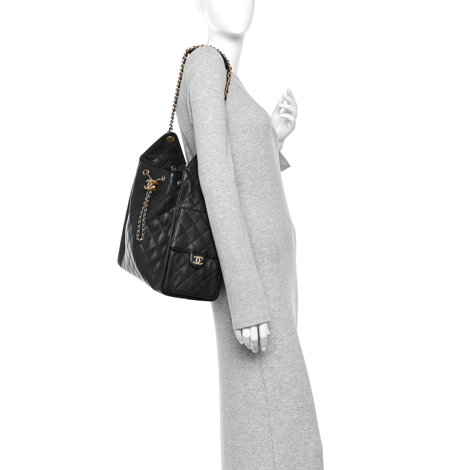 Caviar Quilted Medium Chanel 25 Handbag Black