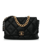 Lambskin Quilted Maxi Chanel 19 Flap Black