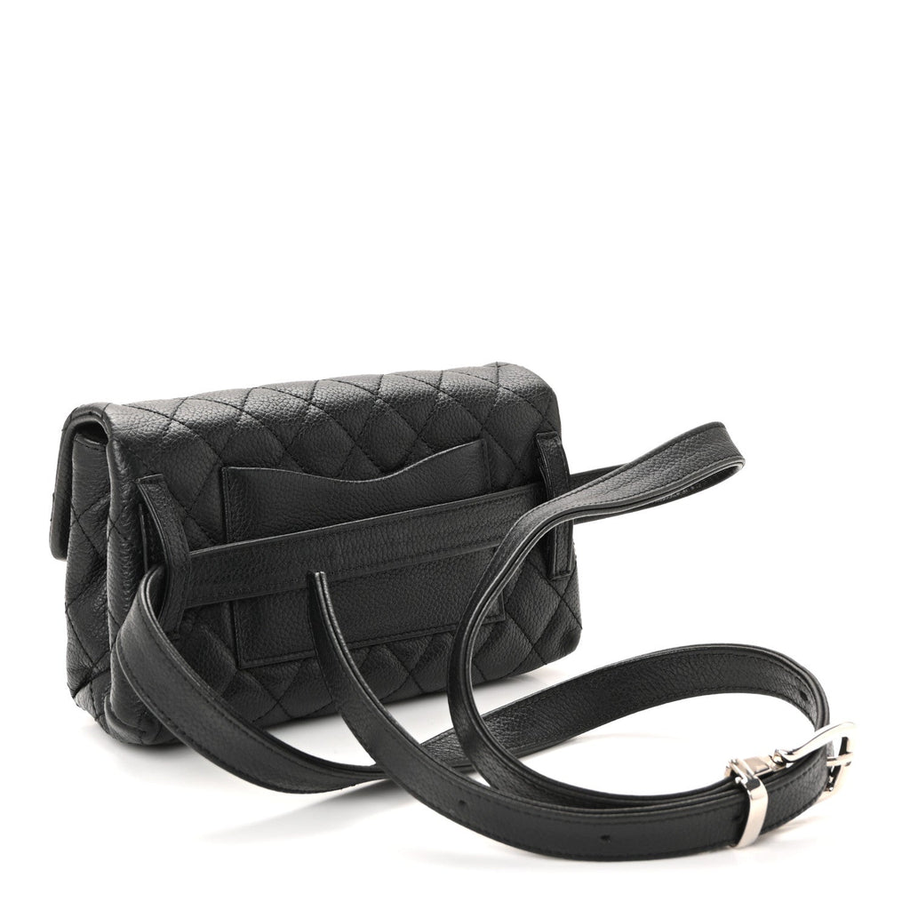 Grained Calfskin Quilted 2.55 Reissue Flap Belt Bag Clutch Black