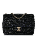 Sequin Quilted Small Single Flap Black
