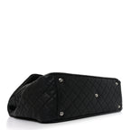 Grained Calfskin Quilted XXL Travel Flap Bag Black