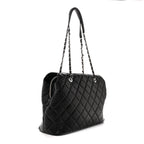 Lambskin Quilted Chic and Soft Shopping Tote Black