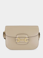 Oatmeal Leather Horsebit Shoulder Bag