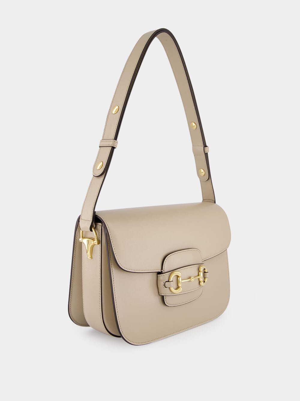 Oatmeal Leather Horsebit Shoulder Bag
