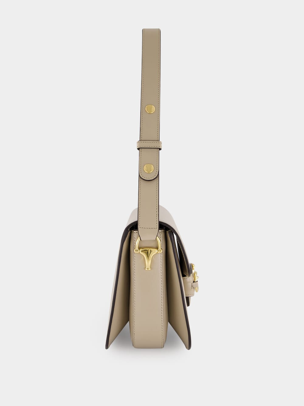 Oatmeal Leather Horsebit Shoulder Bag