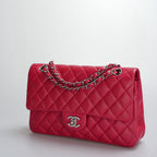 Chanel Red Medium Timeless Flap Bag with Silver Hardware